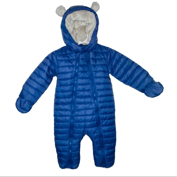 The White Company Blue Quilted Baby Pramsuit size 9-12 months - Picture 1 of 16
